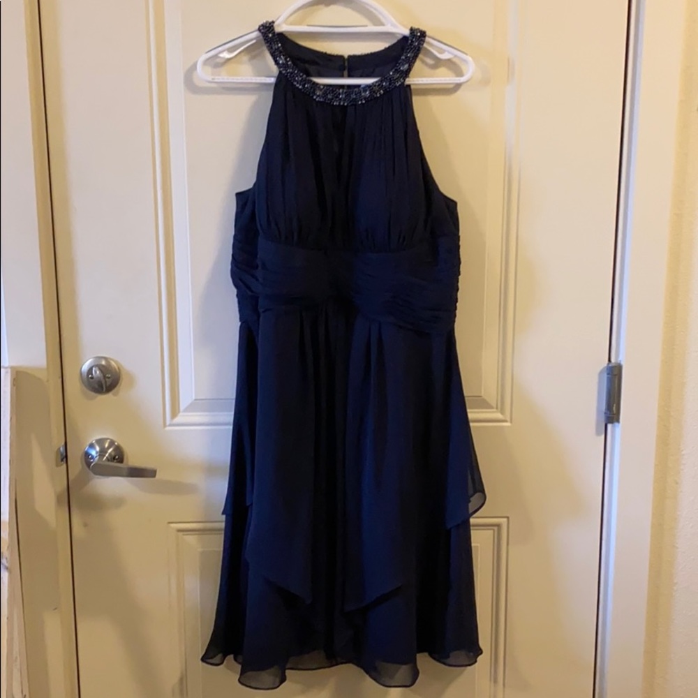 Women’s Eliza J navy blue layered cocktail dress
